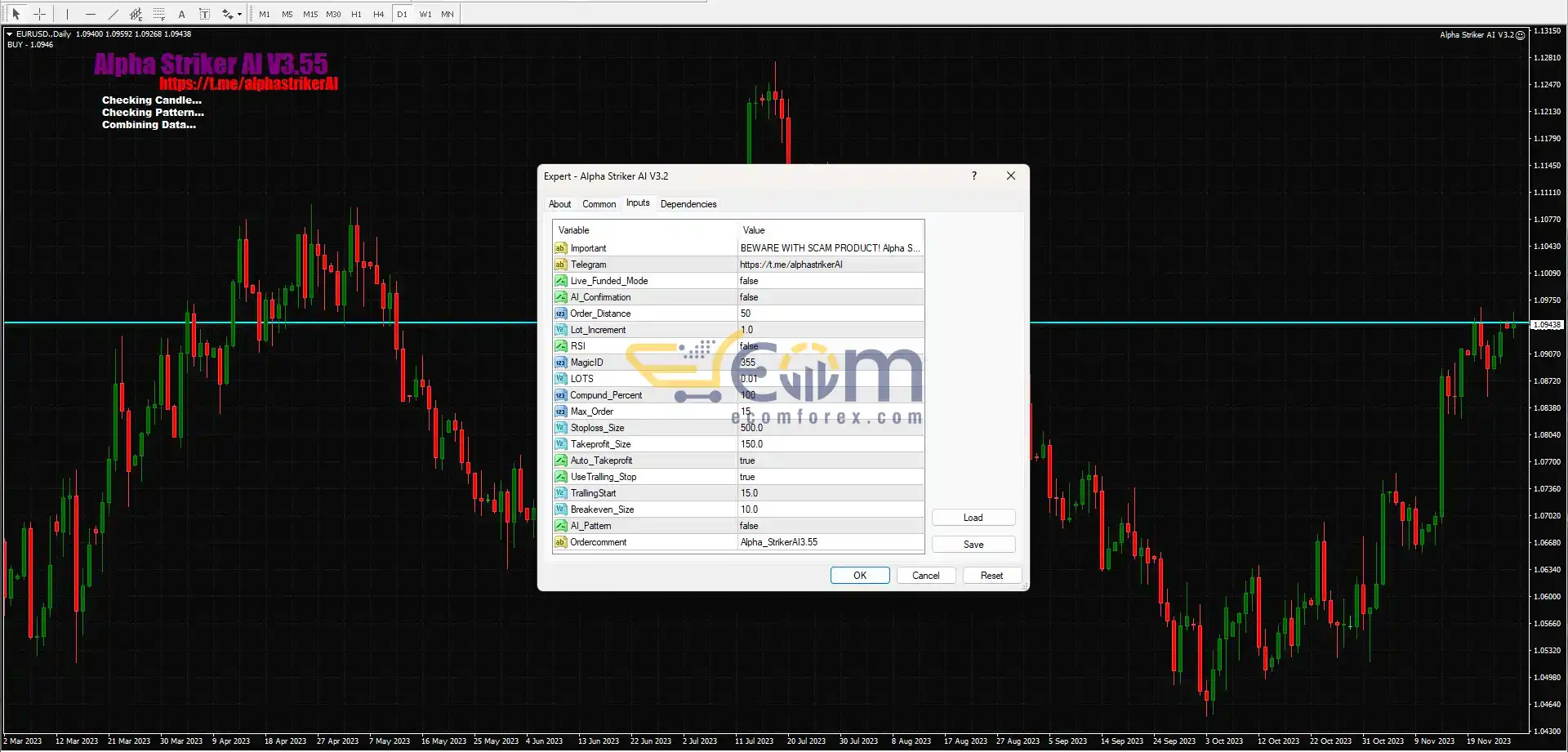 Alpha Striker AI MT4 Inputs