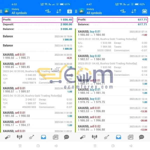 Bushra Gold Trading Robot MT4 Live Signal