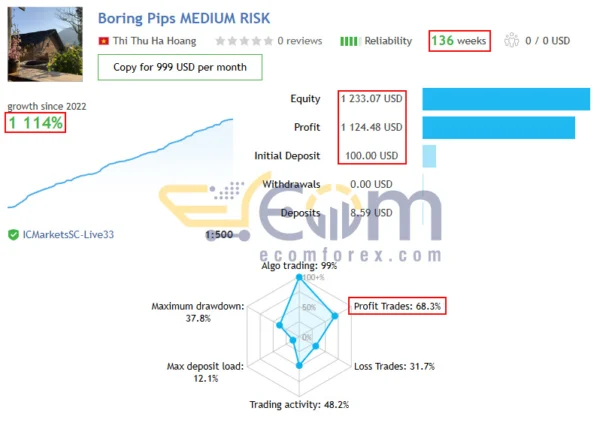 Boring Pips EA MT4 Live Result