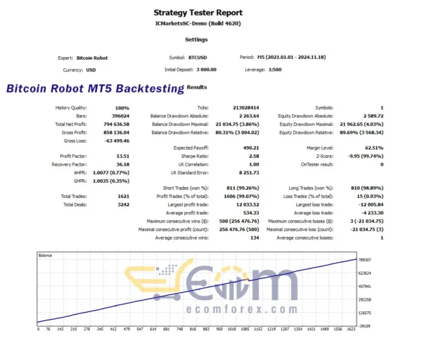 Bitcoin Robot MT5 Backtesting