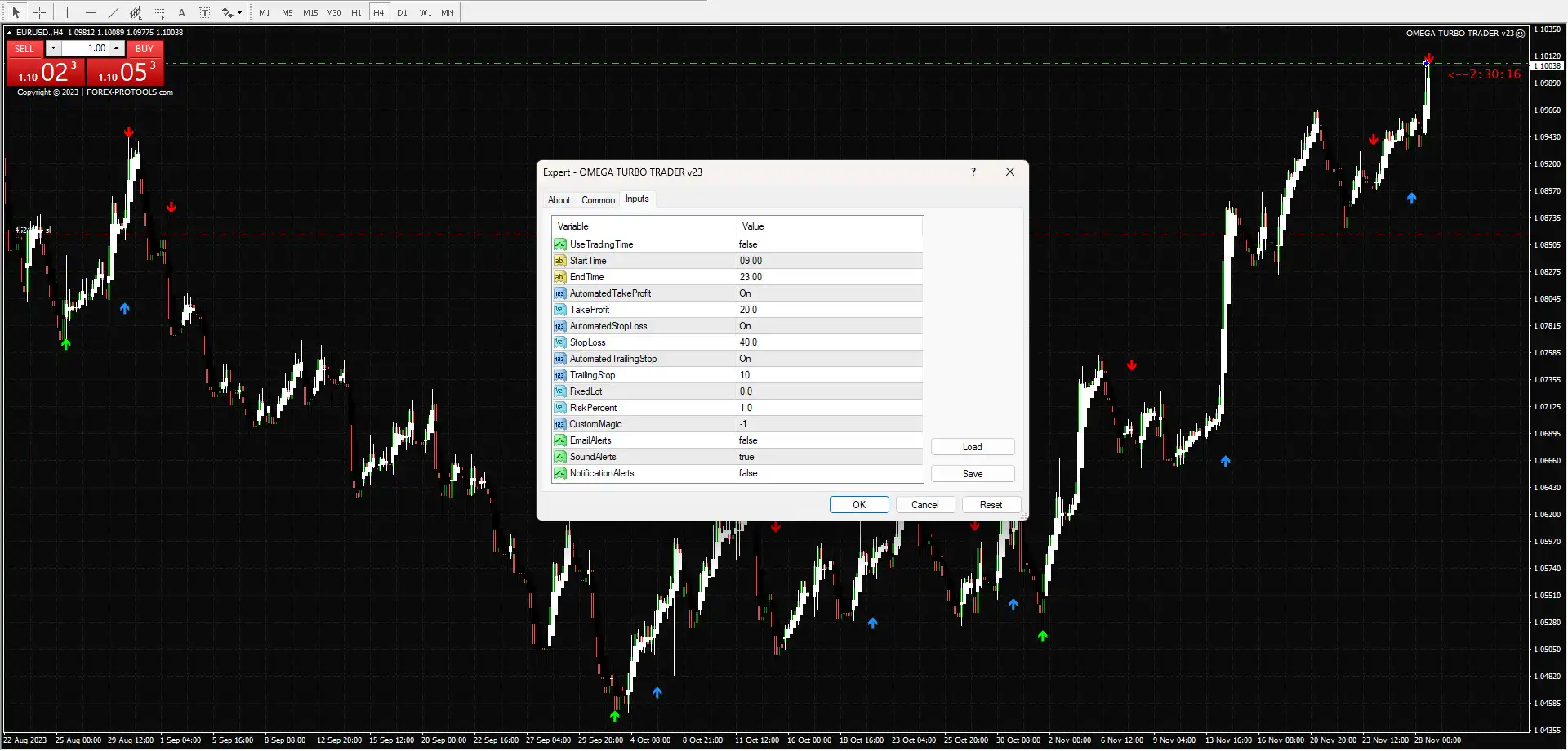 Omega Turbo Trader V23 EA MT4 Inputs