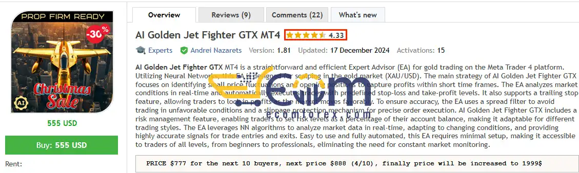 AI Golden Jet Fighter GTX EA MT4 Wedsite
