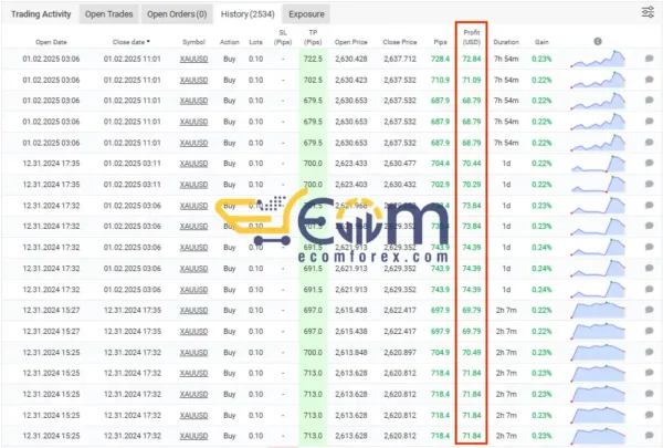 Saviour Gold Bot MT4 Profit