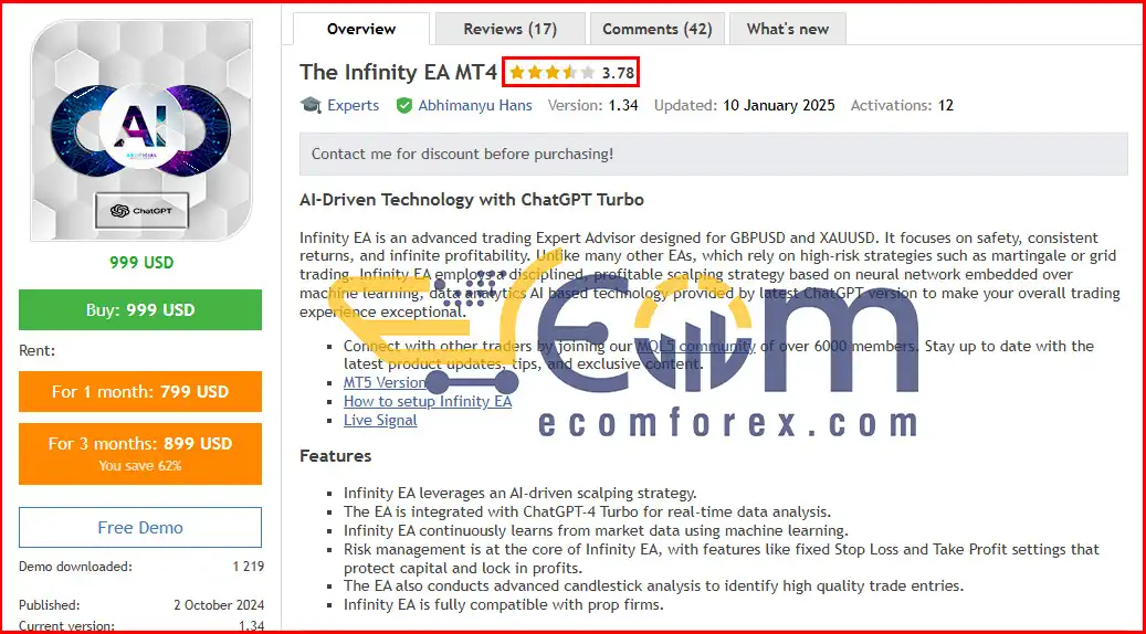 The Infinity EA MT4 OverView