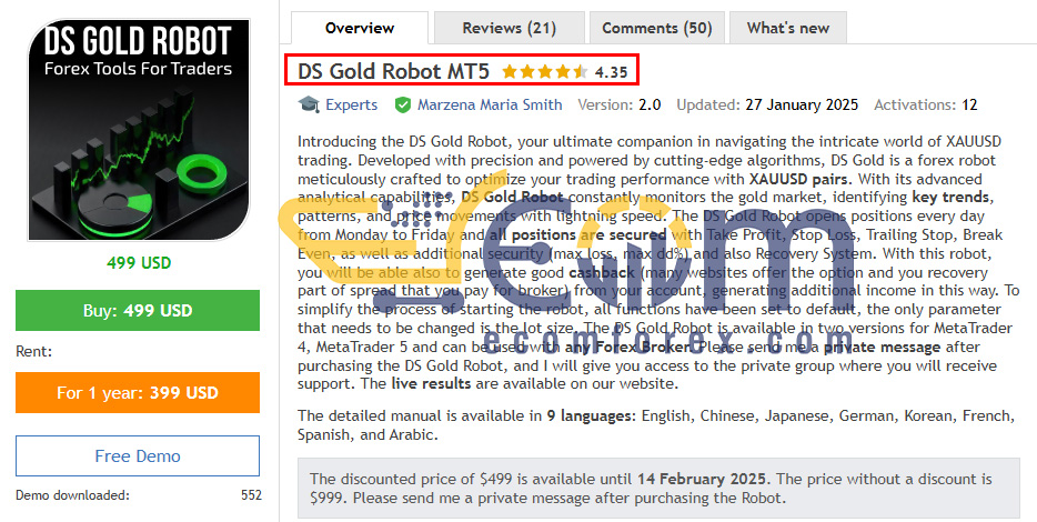 DS Gold Robot MT5 Wedsite