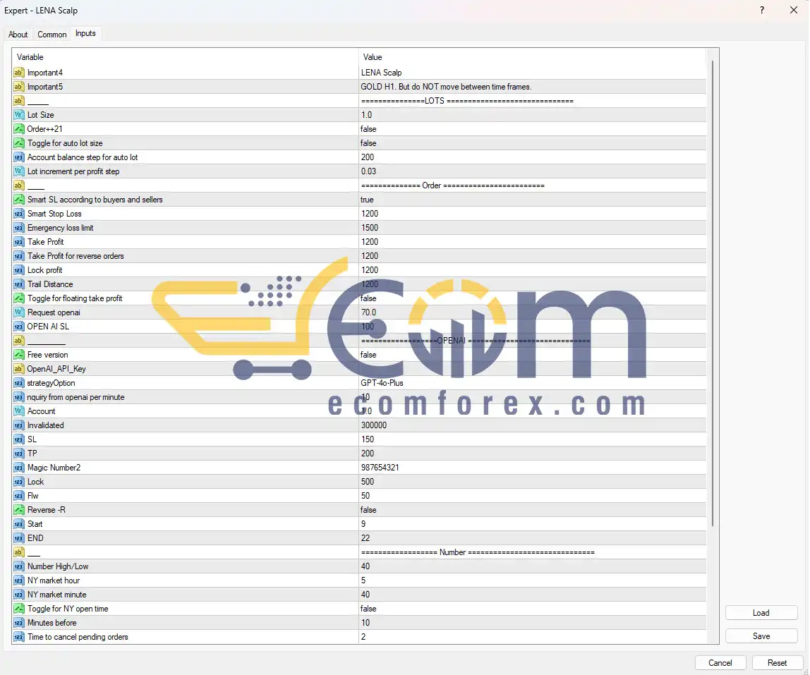LENA Scalp EA Inputs