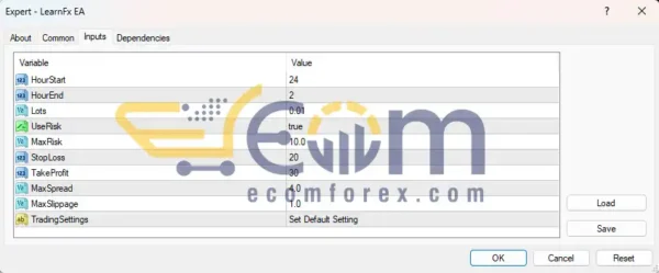 LearnFx EA MT4 Inputs