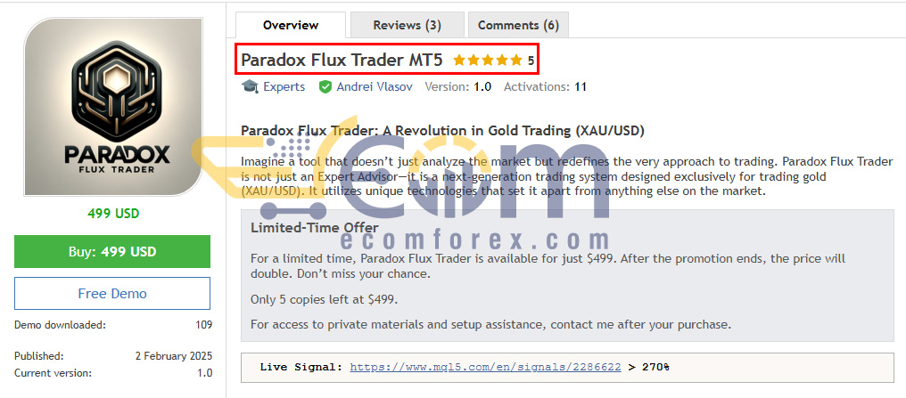 Paradox Flux Trader MT5 Official Website