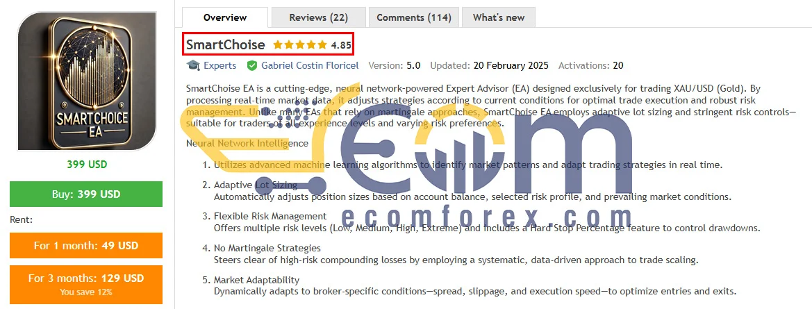 SmartChoise EA MT5 Review