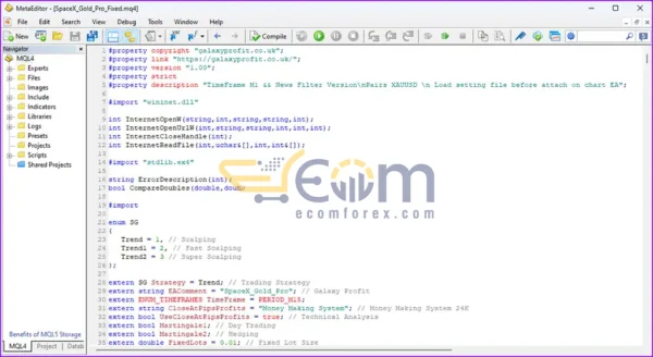 SpaceX Gold Pro EA Source Code MQ4
