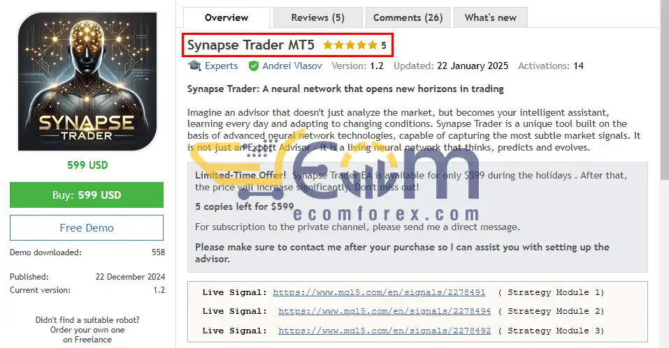 Synapse Trader MT5 EA Review