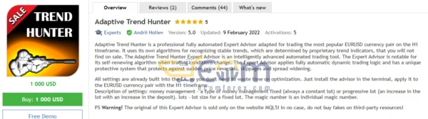 Adaptive Trend Hunter EA MT4 Review
