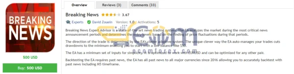 Breaking News EA MT4 Review