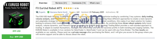 FX EURUSD Robot MT5 Reviews