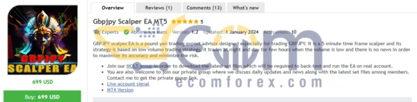 GBPJPY Scalper EA MT5 Review