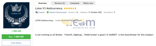 Lutos V3 Muticurrency EA Reviews
