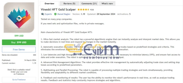Vineski HFT Gold Scalper MT5 Reviews