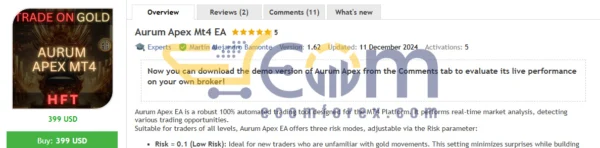 Aurum Apex EA MT4 Review