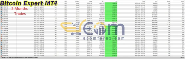 Bitcoin Expert MT4 Backtests