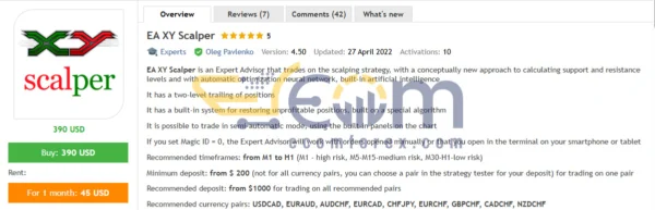 EA XY Scalper MT4 Review