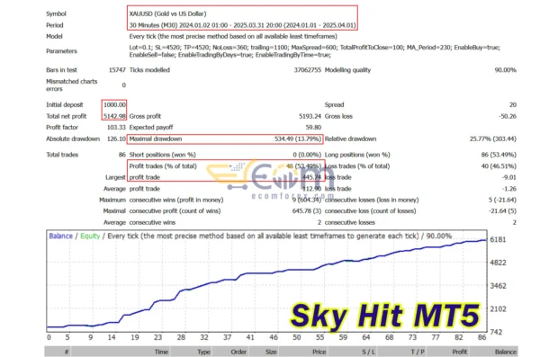 Sky Hit MT5 Backtest