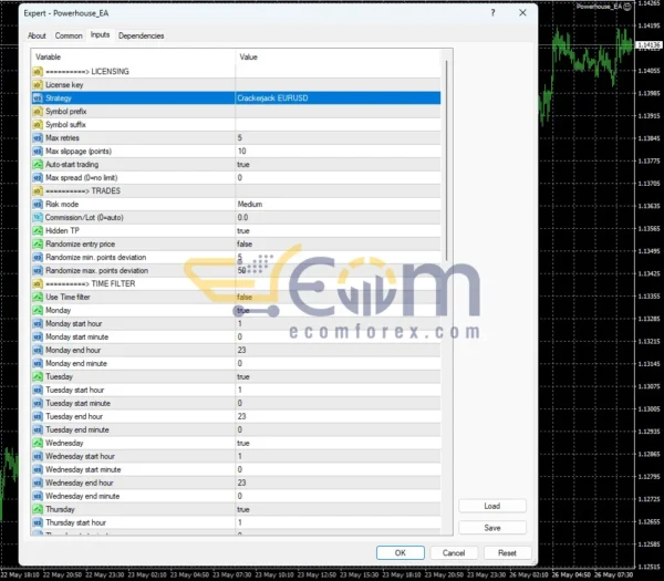 Powerhouse EA MT4 Inputs 1