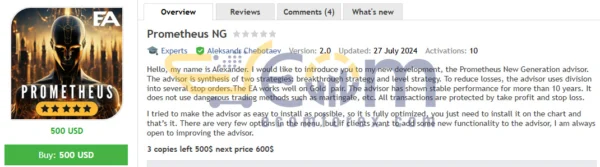 Prometheus NG EA MT5 Review