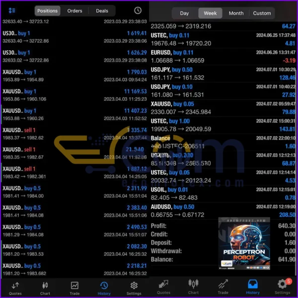 Trend Perceptron Robot MT5 Live Trading
