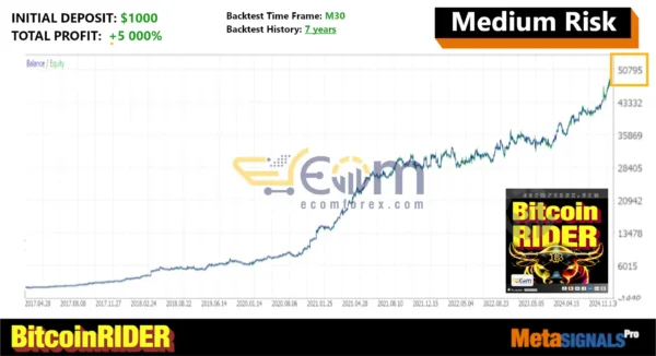 Bitcoin Rider EA MT5 Backtests Result