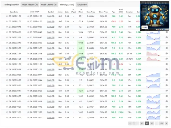 Smart Hedging Gold TR EA MT4 Live Signal MyfxBook