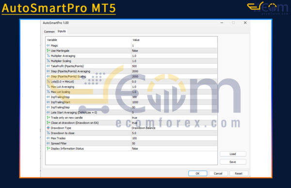 AutoSmartPro MT5 Input