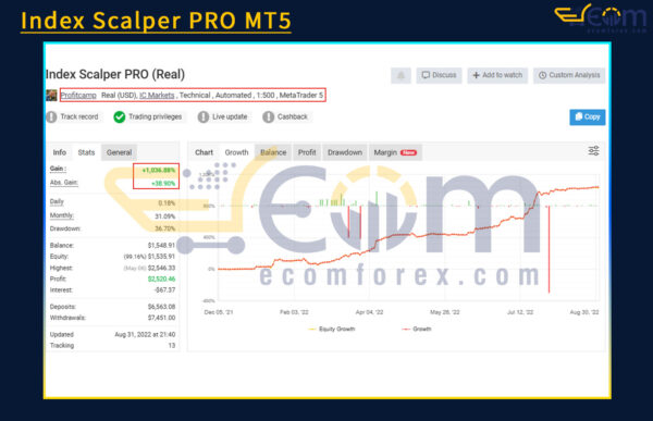 Index Scalper PRO MT5 Live Signal MyfxBook