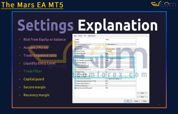 The Mars EA MT5 Setting