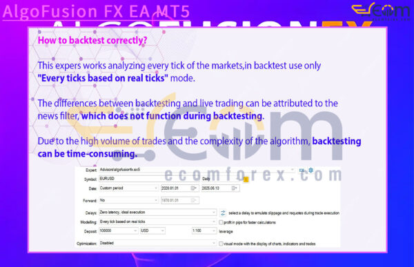 AlgoFusion FX EA MT5 Input