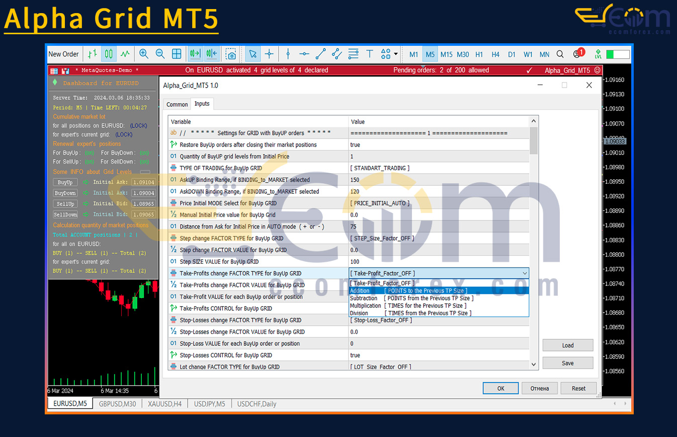 Alpha Grid MT5 Input