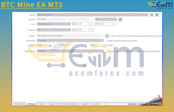BTC Mine EA MT5 Input