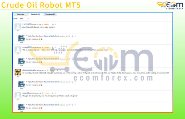 Crude Oil Robot MT5 Reviews