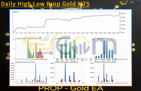 Daily High Low Prop Gold MT5 Backtests