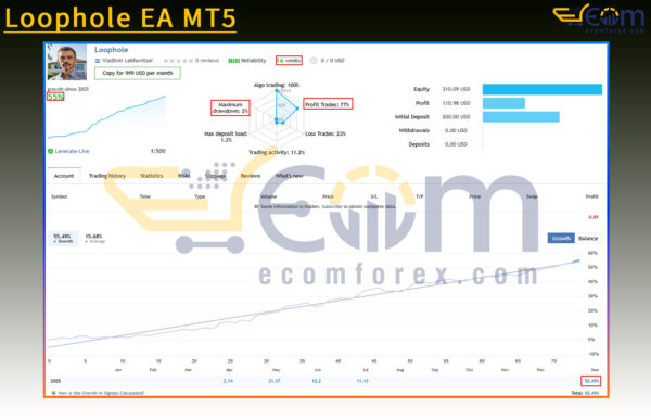 Loophole EA MT5 Live Result