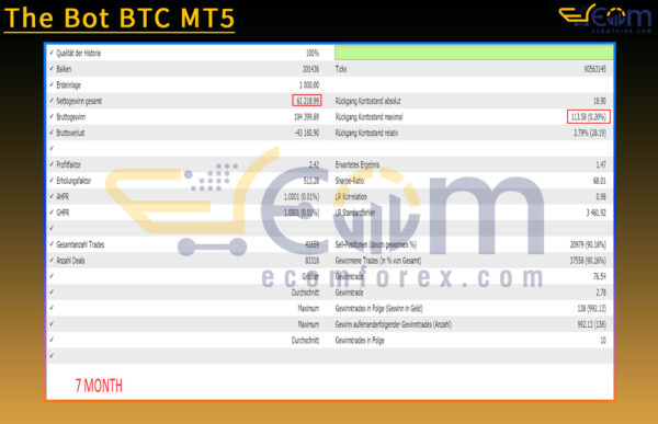 The Bot BTC MT5 Backtests