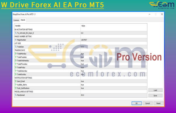 W Drive Forex AI EA Pro MT5 Review