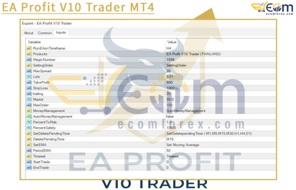 EA Profit V10 Trader MT4 Input