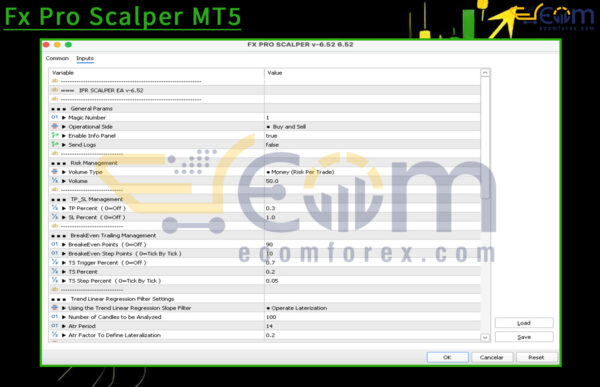 Fx Pro Scalper MT5 Input