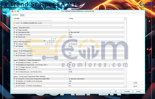 Fx Trend Scalper EA MT5 Input