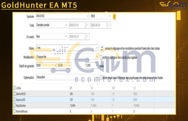 GoldHunter EA MT5 Input