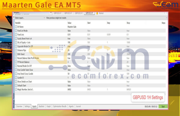 Maarten Gale EA MT5 Backtests