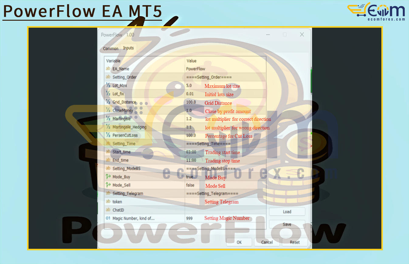 PowerFlow EA MT5 Input