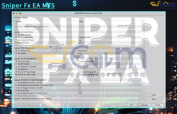 Sniper Fx EA MT5 Input