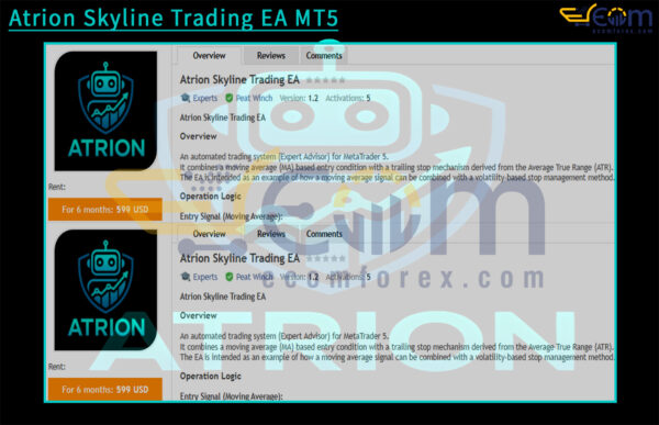 Atrion Skyline Trading EA MT5 Reviews