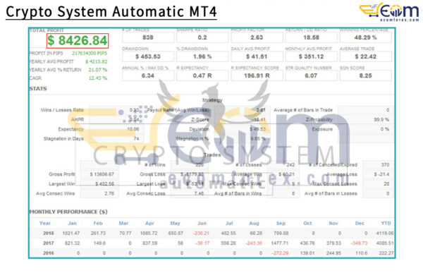 Crypto System Automatic MT4 Backtest Result